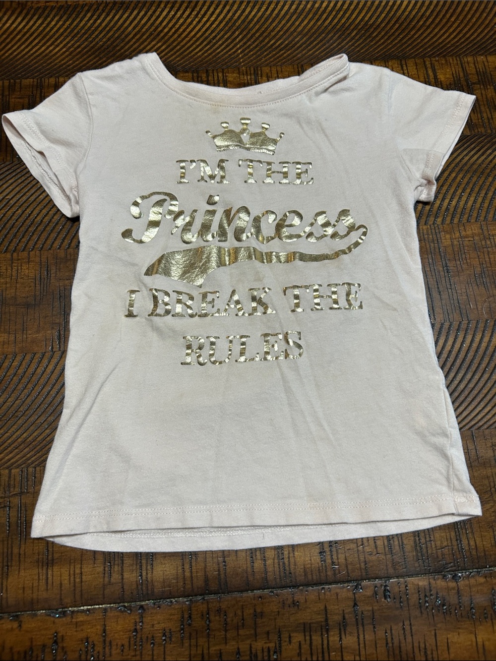 Place Light Pink Tee with Gold Foil 'Princess' Text